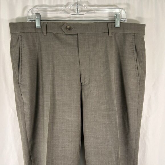 Jos A Bank Wool Blend Dress Pants Mens 38 R Grey Travel Tech Slim Fit Flat Front - Picture 2 of 9